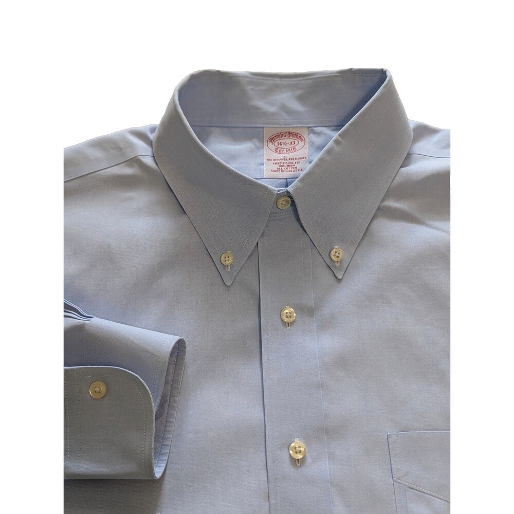 Brooks Brothers Traditional Fit Non-Iron Dress Shirt 16 1/2 - 33 Light Blue